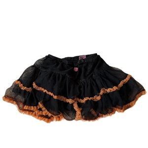 Hello Kitty 2 Tier Ruffle Skirt Black Orange 5T Kids Girls